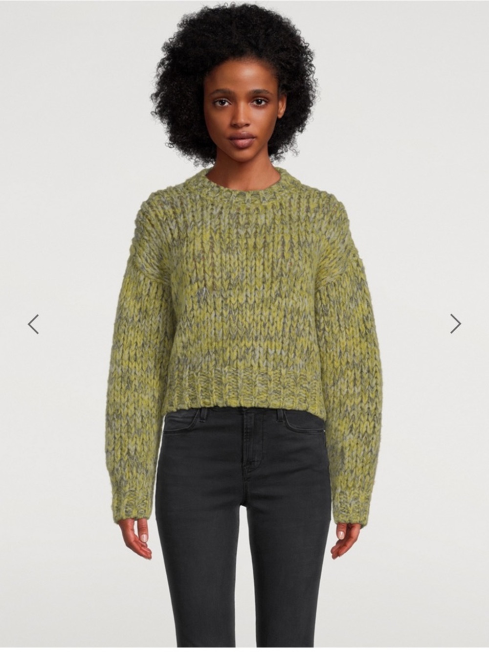 Frame Denim Marl Cropped Sweater In Flash Lime Multi